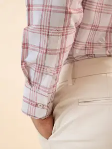 Andamen Premium Slim Fit Tartan Checks Cutaway Collar Cotton Formal Shirt