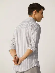 Andamen Premium Slim Fit Striped Cutaway Collar Cotton Casual Shirt