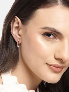 Zavya Rose Gold Plated CZ Studded Contemporary Studs Earrings
