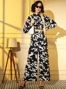 all about you Abstract Printed High Neck Top & Palazzos
