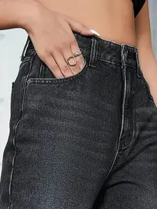 Kotty Women Jean Straight Fit High-Rise Clean Look Light Fade Stretchable Jeans
