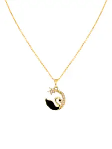 Fashion Frill Gold Plated Swan Pendant With Chain