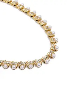 Estele Gold Plated Beautiful Necklace Set with Austrian Crystals & Pearls