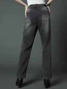 High Star Women Clean Look Straight Fit High-Rise Light Fade Stretchable Jeans