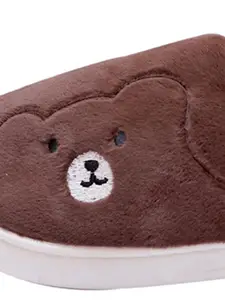 Miscreef Women Bear Pattern Warm Winter Fur Room Slippers