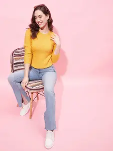 Modeve Self Design Open Knit Acrylic Pullover