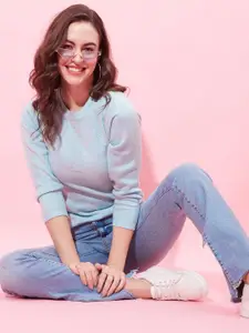 Modeve Self Design Cable Knit Acrylic Pullover Sweater