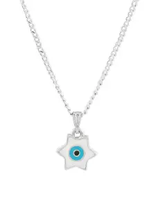Estele Rhodium-Plated Enamel Pendant With Chain