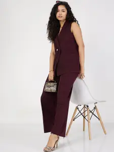 SASSAFRAS Double-Breasted Shawl Collar Sleeveless Longline Blazer