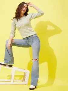 Modeve Self Design Open Knit Acrylic Pullover