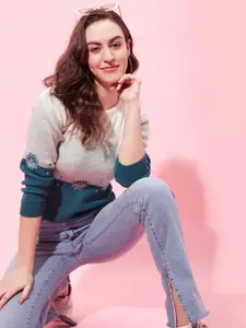 Modeve Colourblocked Acrylic Pullover Sweater