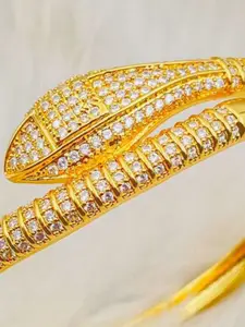 ZIVOM Brass Cubic Zirconia Gold-Plated Bangle-Style Bracelet