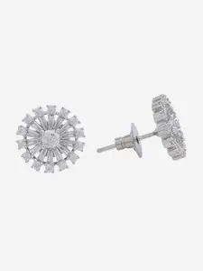 Kushal's Fashion Jewellery Rhodium-Plated Zircon-Studded Classic Stud Earrings