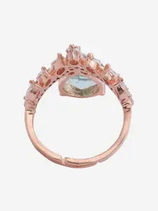 Kushal's Fashion Jewellery Victorian Zircon Embellished Bridal Adjustable Finger Ring