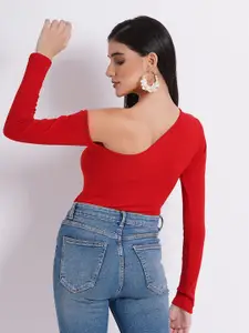 SIGHTBOMB Ribbed One Shoulder Cotton Top