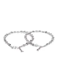 Priyaasi Oxidised Silver-Plated Anklets
