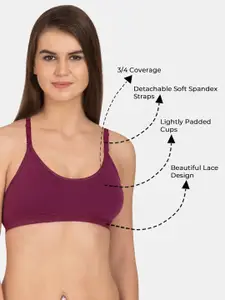 KOMLI Pack Of 2 All Day Comfort Non-Wired Non Padded Seamless Cotton Workout Bra