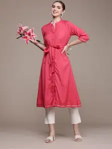 Anouk Women Woven Design Dobby A-Line Kurta