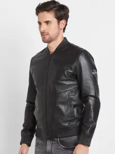 Being Human Stand Collar Leather Jacket