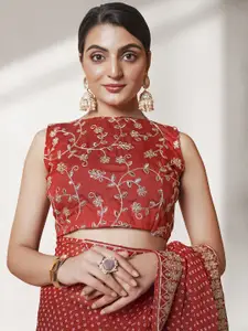 Mitera Maroon & White Bandhani Printed Pure Georgette Saree