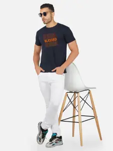 CHOZI Typography Printed Round Neck Cotton Regular T-shirt