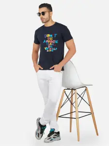 CHOZI Typography Printed Round Neck Cotton Regular T-shirt