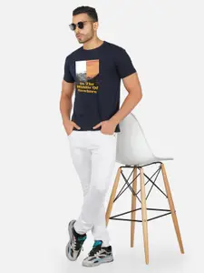 CHOZI Typography Printed Round Neck Cotton T-shirt