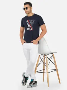 CHOZI Typography Printed Round Neck Cotton T-shirt