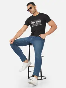 CHOZI Typography Printed Round Neck Cotton T-shirt