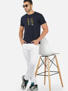 CHOZI Typography Printed Round Neck Cotton T-shirt