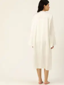 ETC Women Solid Satin Nightdress with Robe