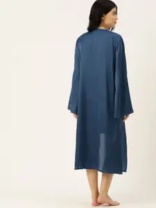 ETC Women Solid Satin Night Dress with Robe