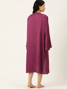 ETC Solid Satin Nightdress with Lace Details