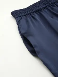 ETC Solid Satin Night Suit With Lace Detail