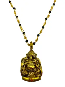 Digital Dress Room Gold Plated Lord Ganesha Pendant & Beaded Mangalsutra