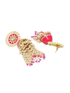 OOMPH Meenakari Dome Shaped Beaded Jhumkas