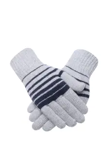 LOOM LEGACY Men Striped Winter Acrylic Hand Gloves
