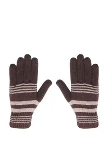 LOOM LEGACY Men Striped Winter Acrylic Woollen Hand Gloves