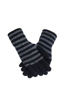 LOOM LEGACY Men Striped Winter Acrylic Woollen Hand Gloves