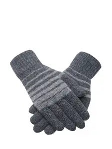 LOOM LEGACY Men Striped Winter Acrylic Hand Gloves