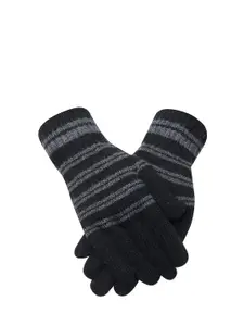 LOOM LEGACY Men Striped Winter Acrylic Woollen Gloves