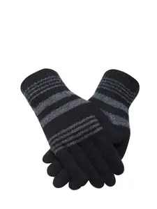 LOOM LEGACY Men Striped Winter Acrylic Woolen Hand Gloves