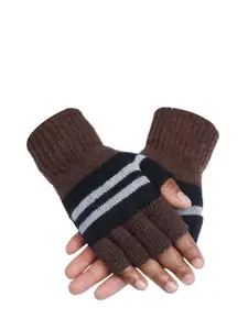 LOOM LEGACY Men Striped Winter Acrylic Woollen Hand Gloves
