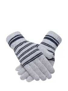 LOOM LEGACY Men Striped Winter Acrylic Hand Gloves