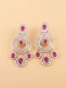 Mirana Rhodium-Plated American Diamond Studded Chandbalis