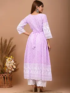 KALINI Ethnic Motifs Embroidered Flared Sleeves Thread Work Detail A-Line Kurta
