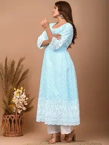 KALINI Ethnic Motifs Embroidered Flared Sleeves Thread Work Detail A-Line Kurta