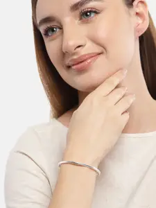 Zavya Women 925 Sterling Silver Cubic Zirconia Rhodium-Plated Wraparound Bracelet