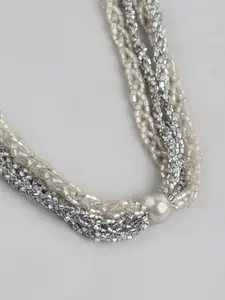 RICHEERA Silver-Plated Beaded Multi-Layered Statement Necklace