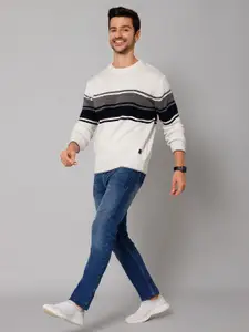 Cantabil Striped Round Neck Acrylic Sweater